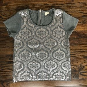 Anthropologie MOTH Gray-Silver Metallic Top